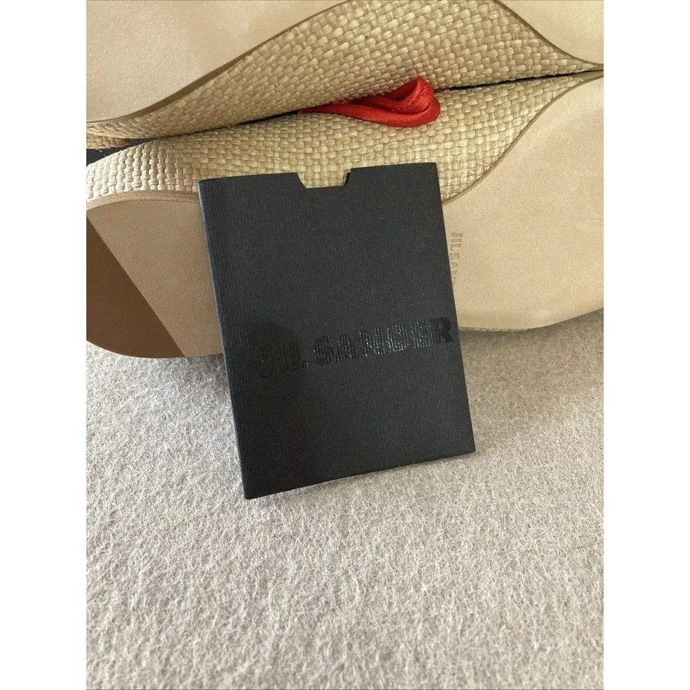 Jil Sander Raffia Woven‎ Sandals Size 35.5 New Wraparound Ankle Flat Italy $550